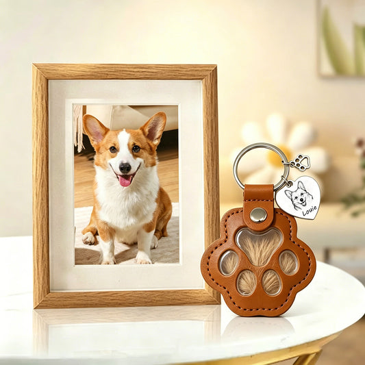 Carved Pet Photo Keychain Pendant