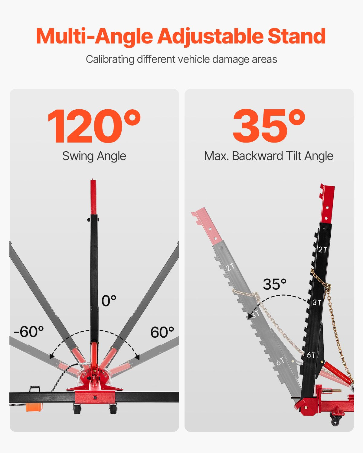 Auto Body Frame Puller Straightener, 6T Tension Car Body Repair Equipment With 6000PSI Hydraulic Foot Pump & Swivel Post, Includes 16 Straightening Tools, For Auto Repair Shop, Sedan SUV Pickup