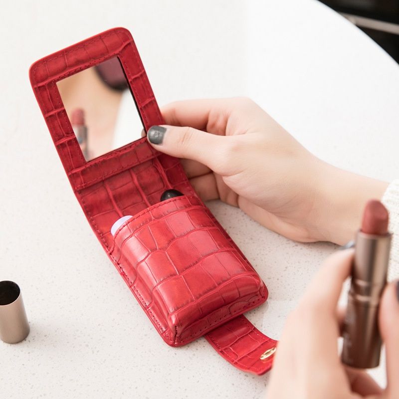 Stylish Portable On-the-go Makeup Bag For Womencreative Design With A Built-in Mirror