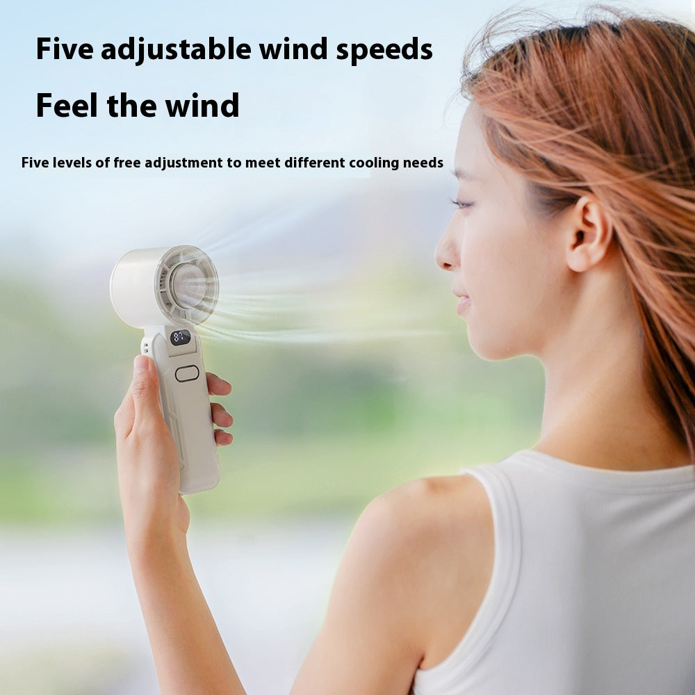 Foldable Rechargeable Outdoor Digital Display Ice Cooling Handheld Fan