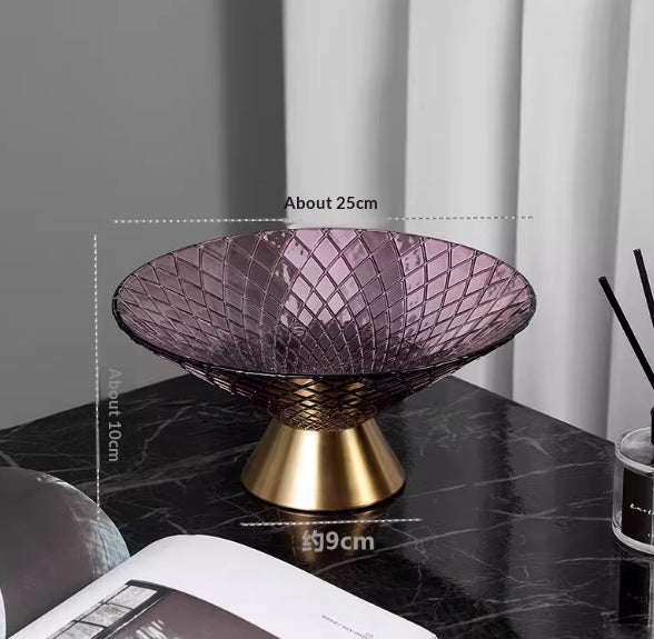 High-end Light-luxury Tea Table Snack And Candy Tray Dried Crystal Glass Fruit Bowl