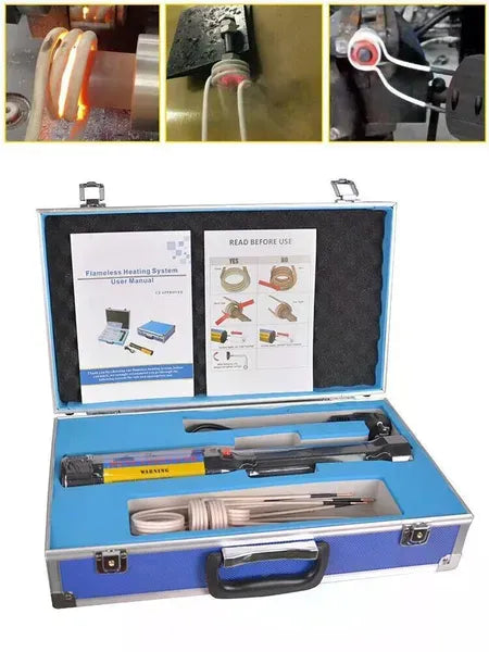 1100W Induction Heater, Flameless Magnetic Induction Heater, Portable Industrial Screw Removal Heating Tool (EU Plug, Metal Storage Case)