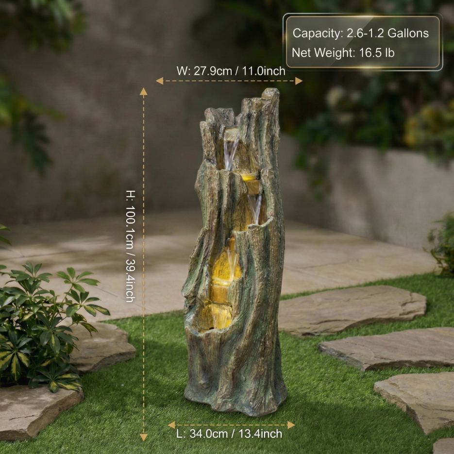 Waterfall Fountain For Outdoor Gardens And Patio Backyards Includes Energy-Efficient LED Lights And Easy Setup For Instant Relaxation