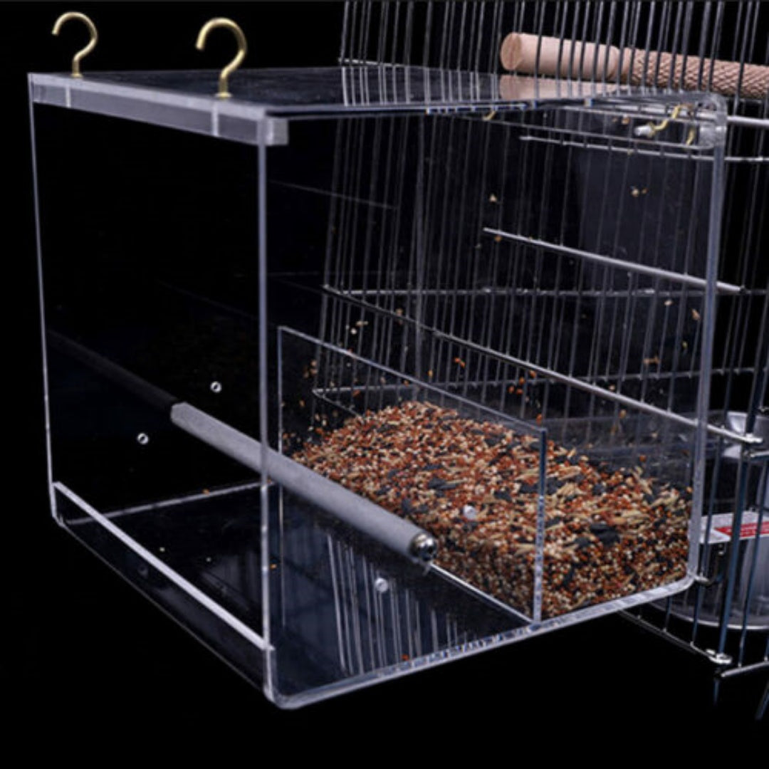 AU Acrylic Automatic Parrot Feeder No Mess Bird Cage Seed Feeding Container Box