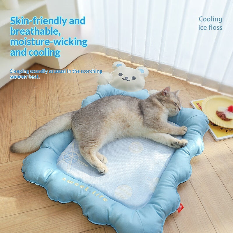 Summer Cooling Ice-silk Dog-shaped Cooling Mat For Sleeping