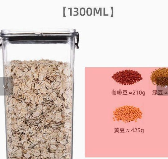 Black  White   Food Grade Clear Plastic Airtight Storage Containers, Square Thickened Jars With Lids For Grains, Cereal & Dry Food