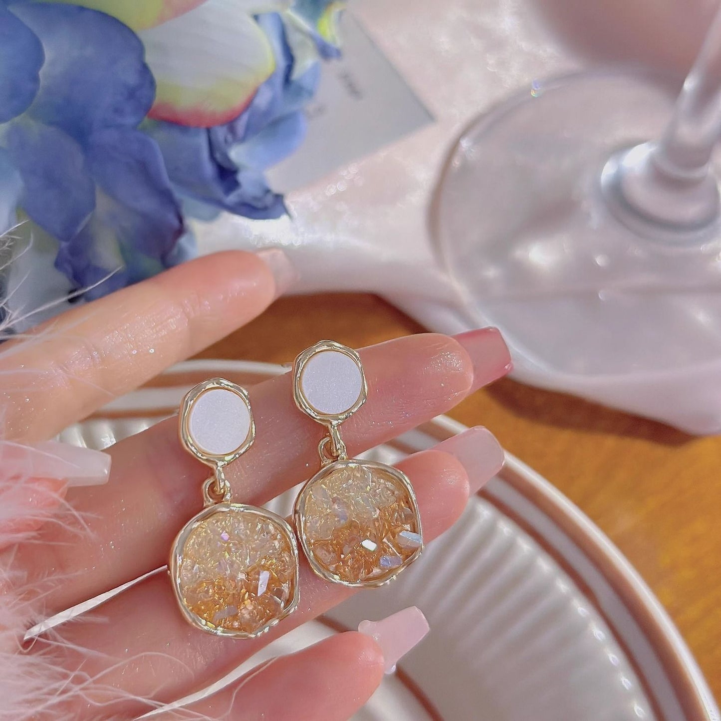 2026 New Bestselling Crystal Drop Earrings For Women, Niche Designer High-End Light Luxury Elegant Stud & Clip On Ear Jewelry