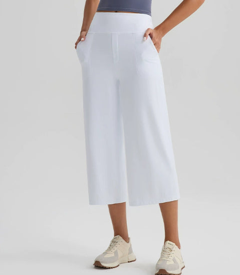 High-Waist Butt-Lifting V-Shaped Waist Wide-Leg Fitness Running Cropped Pants