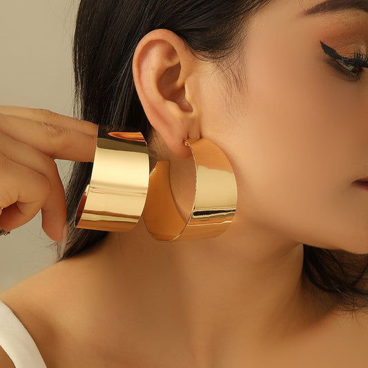 Geometric Circle Hoop Earrings For Women - Trendy Minimalist Dangle Earrings, Fashion Statement Jewelry