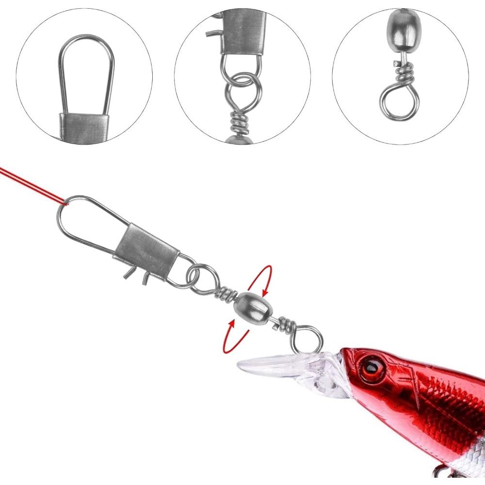 230-piece Fishing Tackle Set, Carbon Steel Swivels, Fishing Swivels, Includes Storage Box, Suitable For Saltwater Fishing, Snap Hooks With Quick-release Clasps, Sizes 2, 4, 6, 8, 10