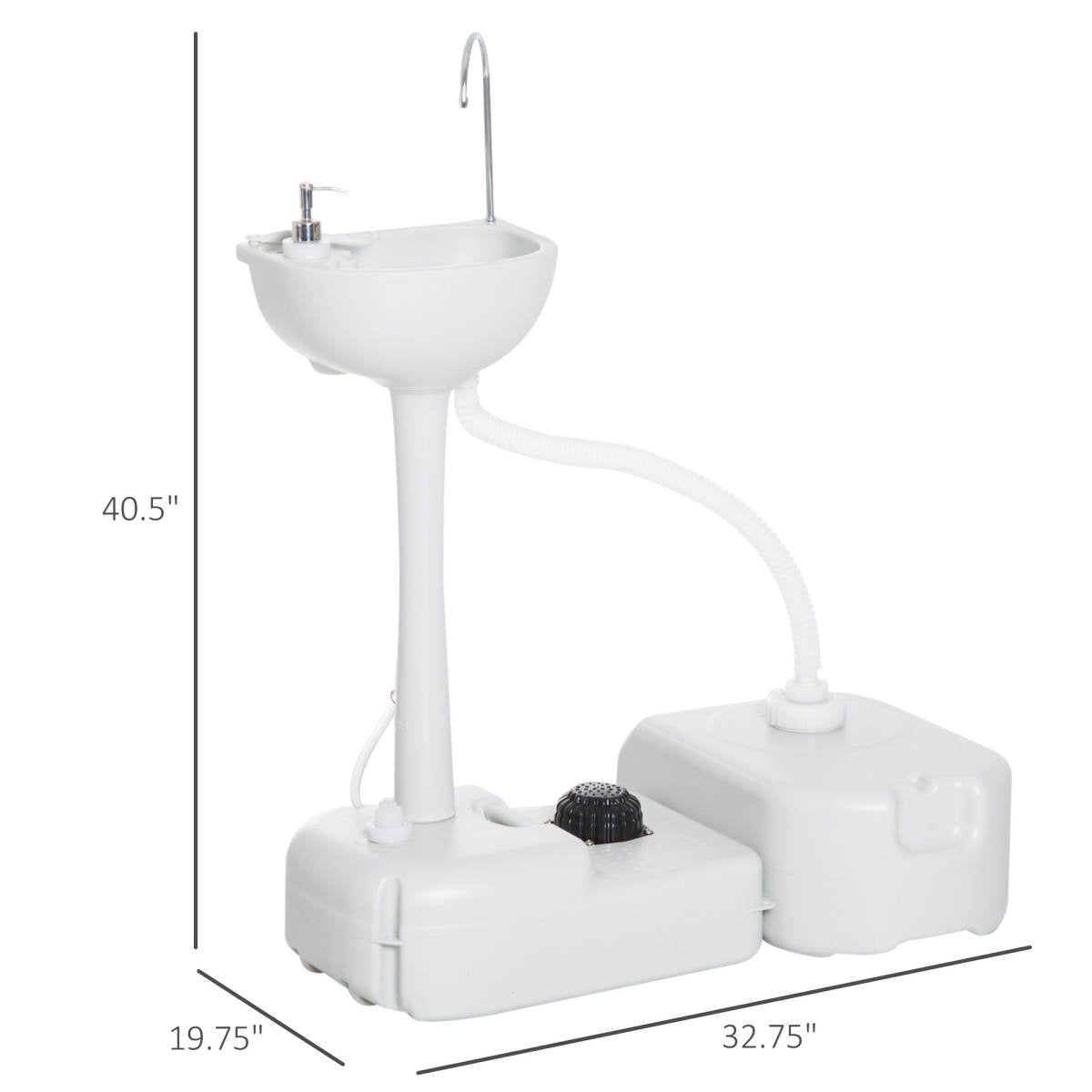 Portable Camping Sink, Handwashing Station Basin With 4.5 Gallon Tank, 6.3 Gallon Recovery Tank, Rolling Wheels & Soap Dispenser For RV, Outdoor Events, Gatherings, HDPE, White