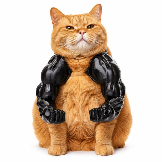 Cat Muscle Arms Hilarious 3D Printed Costume  Comfy Pet Shoulder Attachment For Feline Cosplay. Lightweight PLA Toy