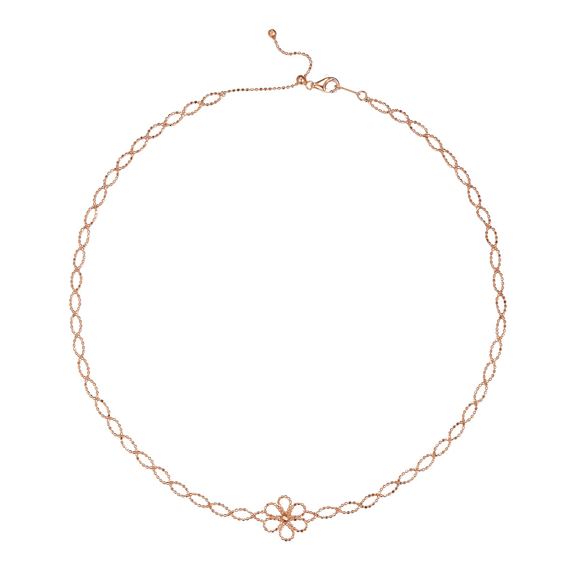 S925 Sterling Silver Hollow Flower Necklace For Women, 2.6g Lightweight, 42cm Adjustable, 13mm Wide, 3 Colors  Silver Gold Rose Gold, Platinum Plated, Gift Box