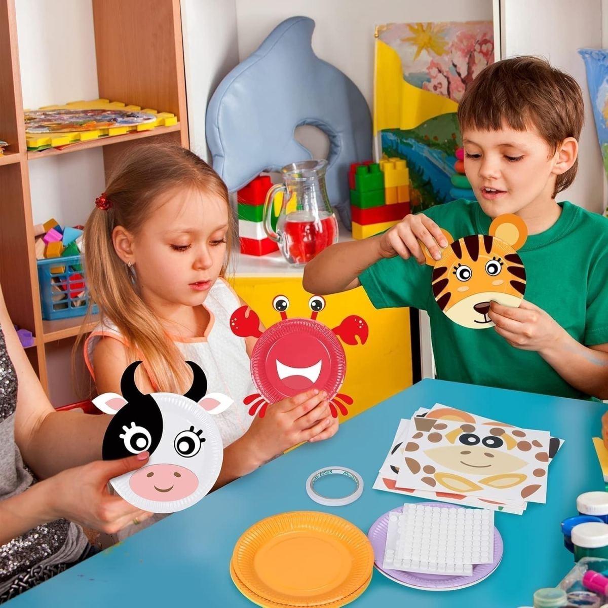 12-Piece Paper Plate Craft Set: DIY Animal Crafts—Creative Plate Craft Sets With 12 Animals For Birthdays, Back-to-School, And Spring Gifts For Boys Ages 3, 4, 5, 6, 7, And 8