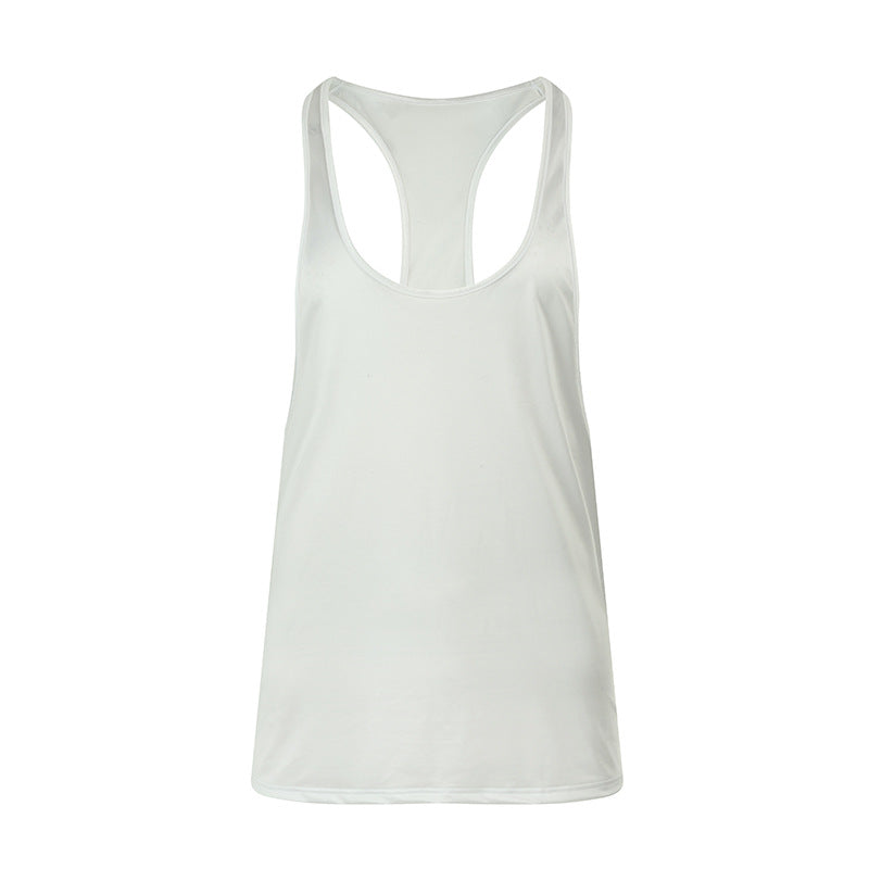 Solid Color Fitness Tank Top With Round Neck And Thin Straps For Sweat Absorption