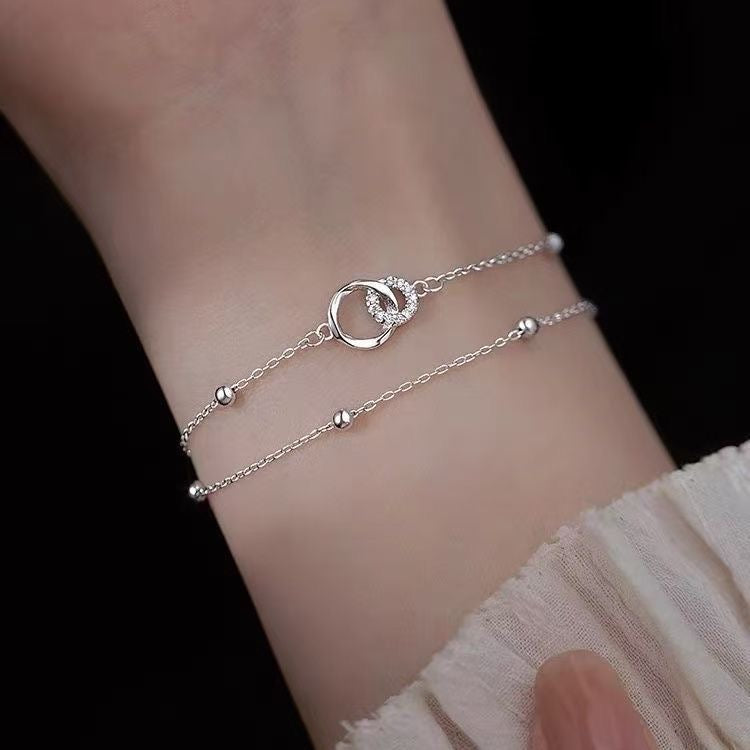 1pcs 999 Sterling Silver Mobius Infinity Bracelet, Elegant Trendy Style, Ideal For Birthday & Anniversary Gifts