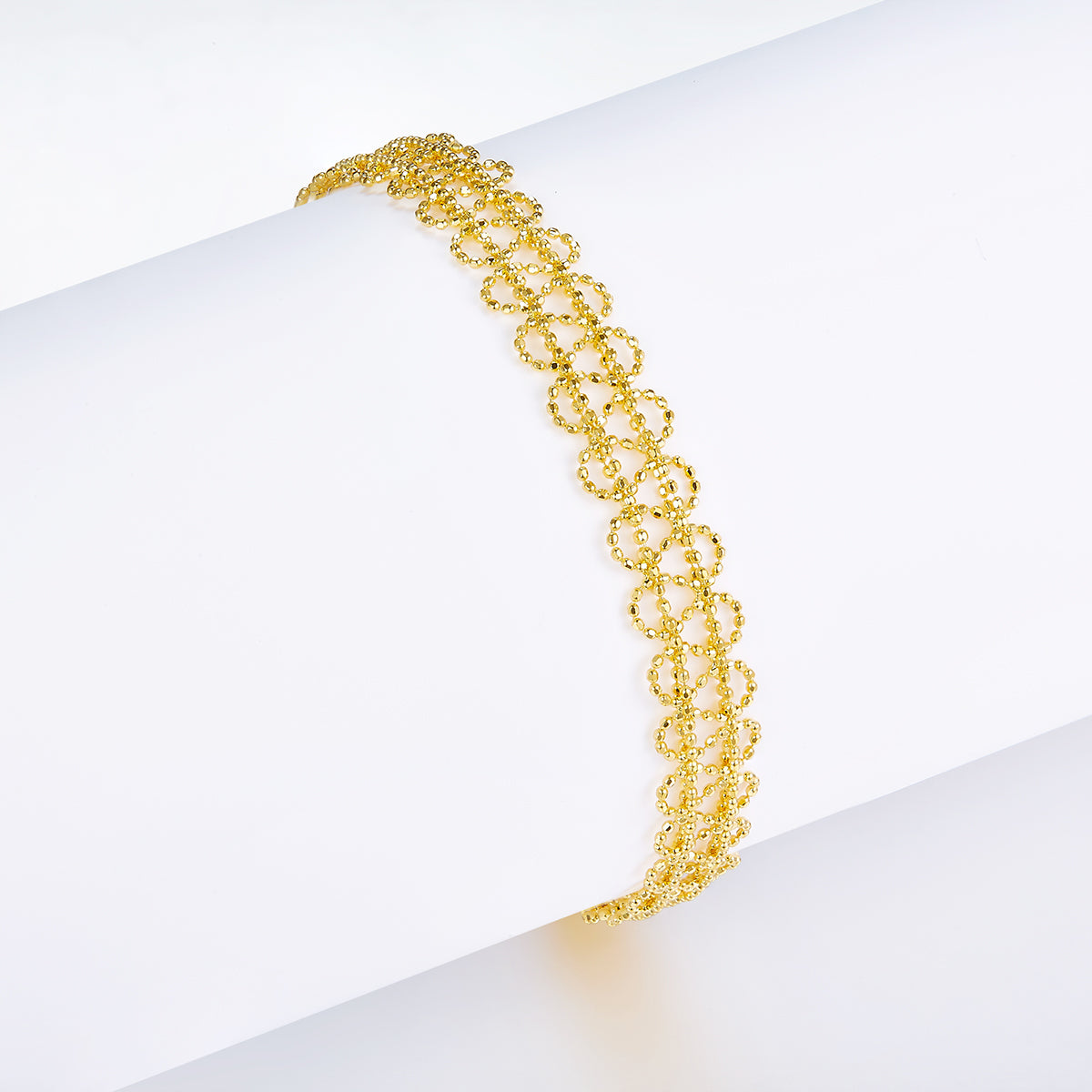 S925 Sterling Silver Hollow Circle Link Bracelet For Women 18.5cm Adjustable 9.0mm Width Lightweight 3.2g Platinum Plated Gift Box