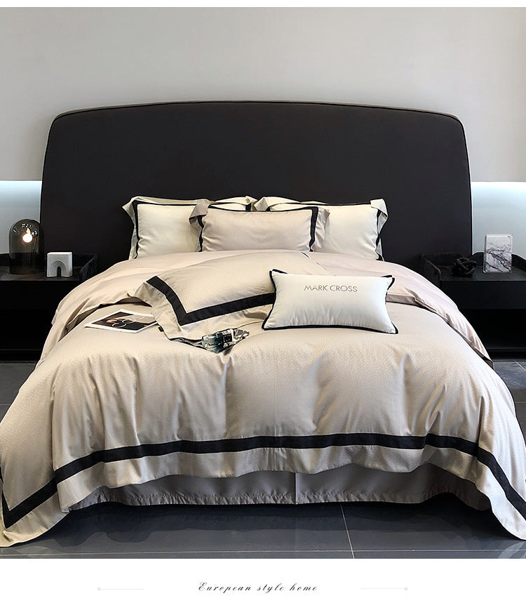 High-end Minimalist Tencel Cotton Vintage Active Printing Home Textile Bedding Four-piece Set