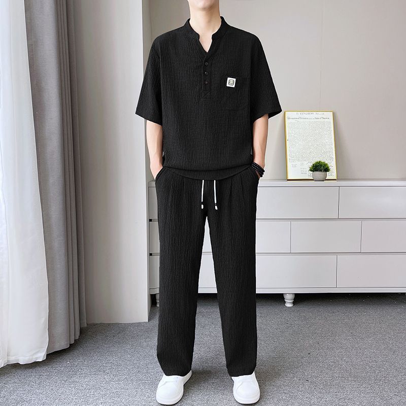 Mens Summer Lightweight Traditional ChineseStyle New Chinesetyle Set