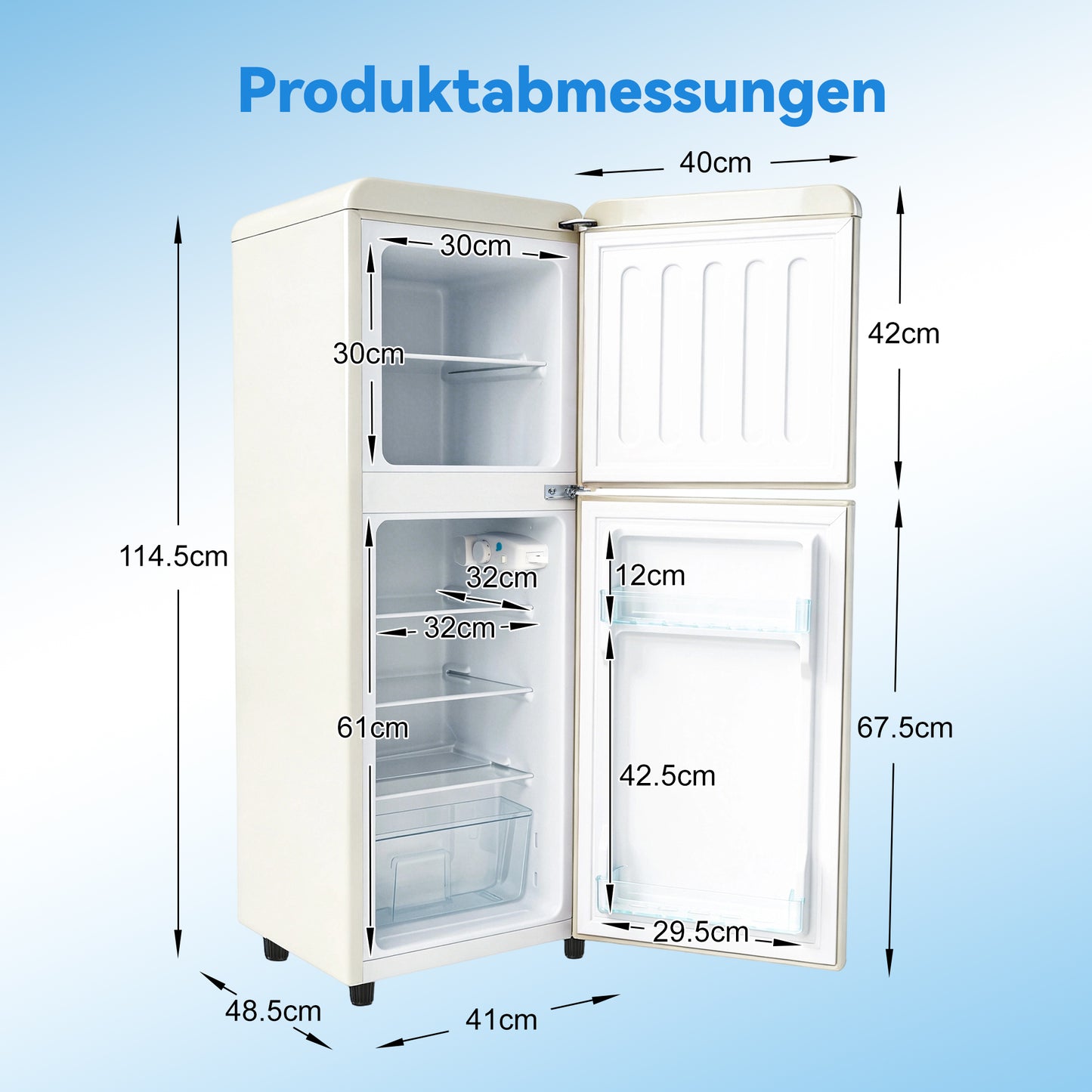 Double Door Refrigerator  112 L  72 L Refrigerator   40 L Freezer Area, 7-Level Temperature Control, Class E, LED Light, Adjustable Shelves, Egg Holder, Ideal For Kitchen, Living Room & Office.