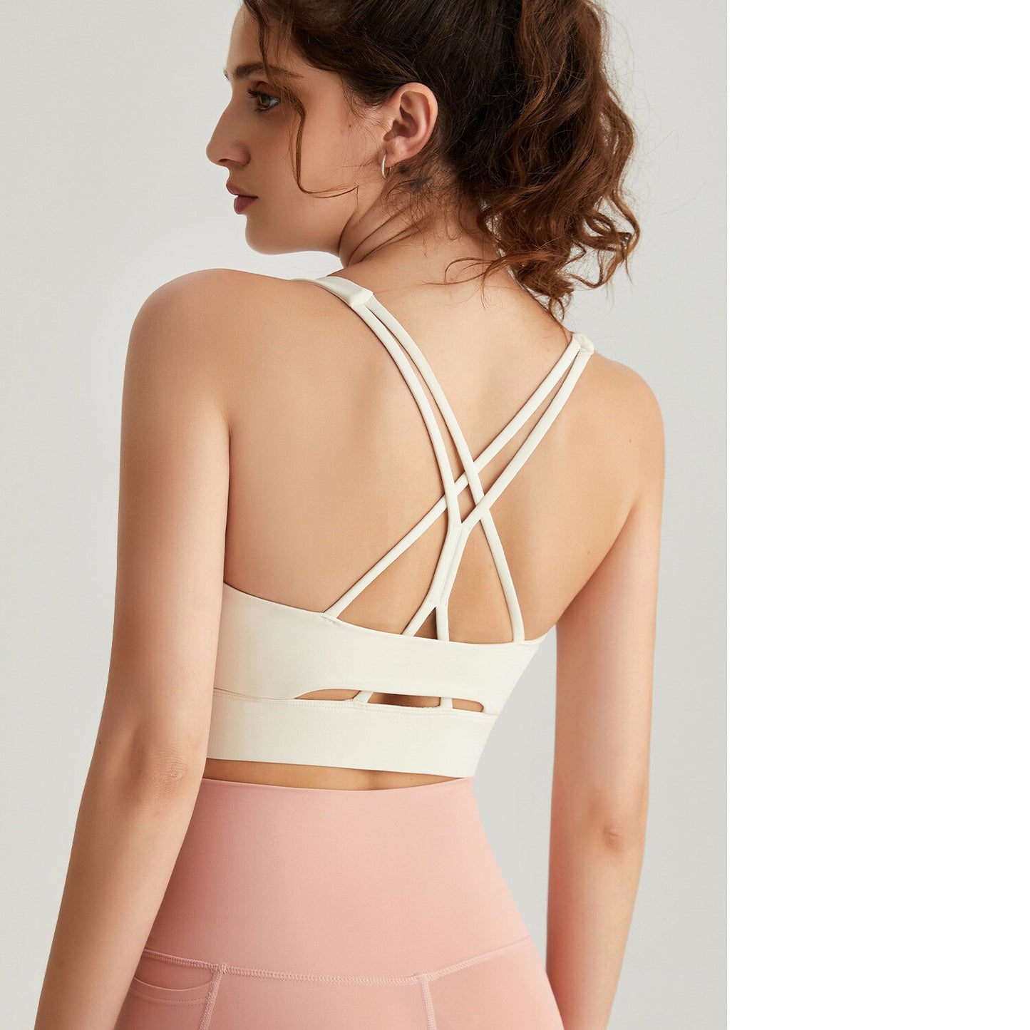 Women's Summer Sports Bra, Shockproof & Breathable Yoga Top With Hollow Cross Straps And Back Beauty Design