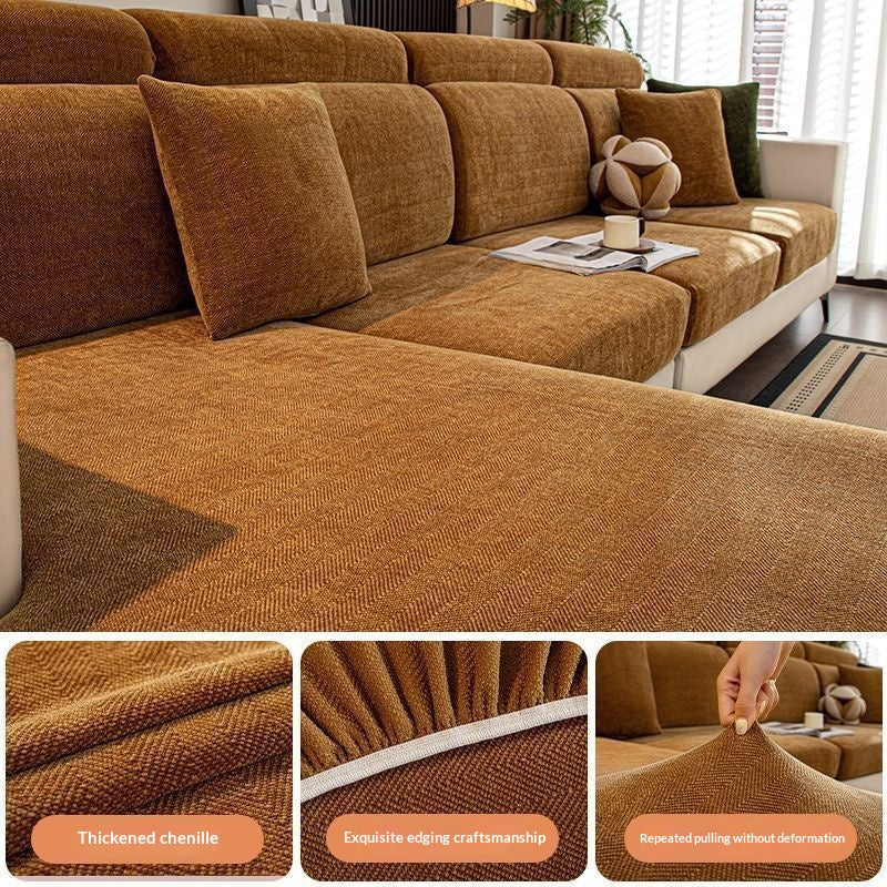 Simple, Thickened Chenille Herringbone Sofa Cover That Doesnt Attract Hair