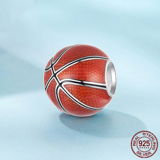 S925 Sterling Silver Basketball Scattered Beads Diy Bracelet Accessories