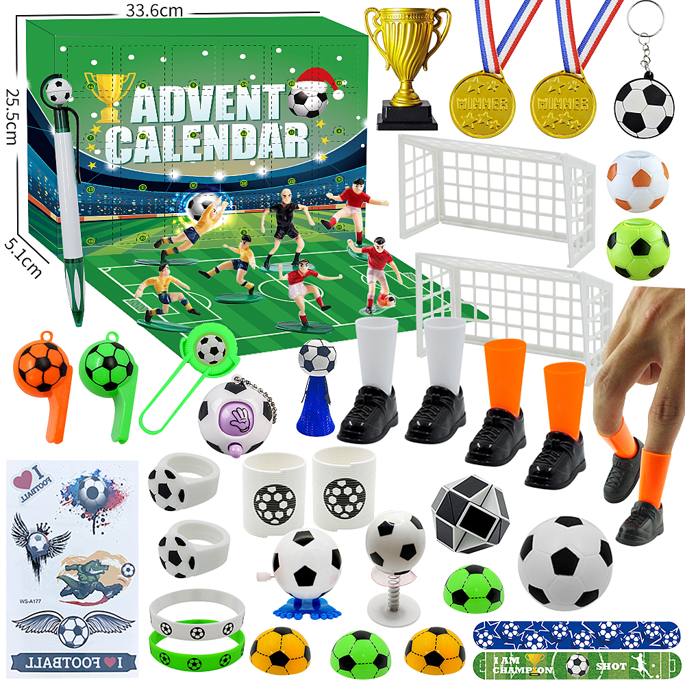 Football World Cup Advent Calendar 2026, 24 Days Countdown Blind Box With Mini Soccer Toys, Players, Trophies, Medals & Whistles, Christmas Surprise Gift Set For Kids & Football Fans