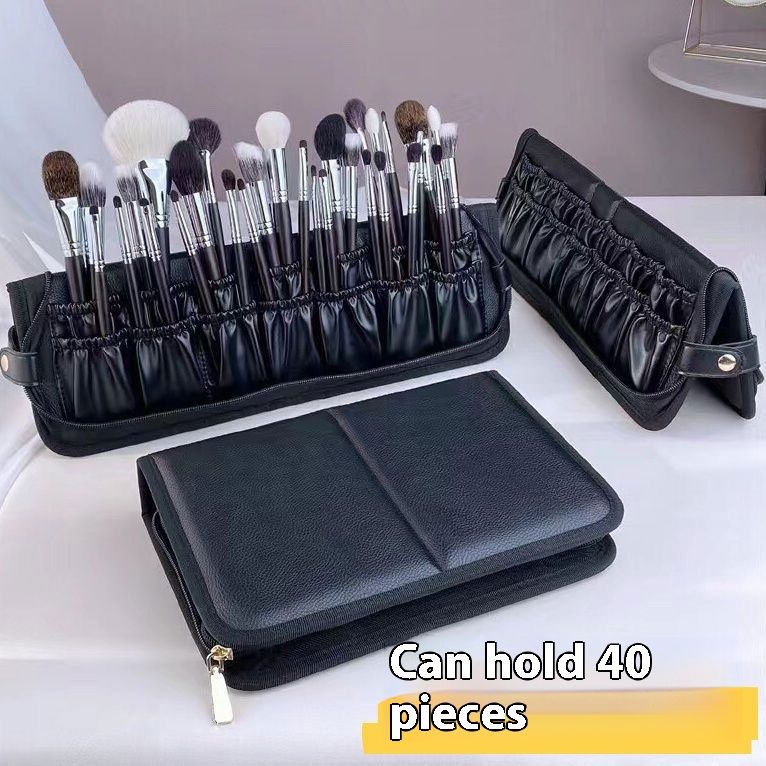 Large Capacity Zipper Folding 29 Pieces Makeup Brush Storage Bag
