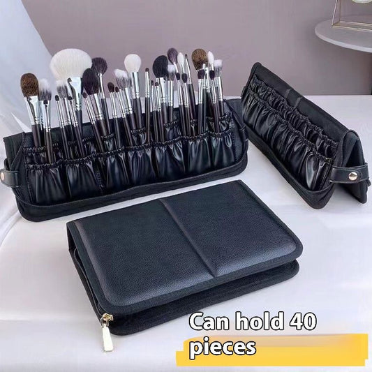 Large Capacity Zipper Folding 29 Pieces Makeup Brush Storage Bag