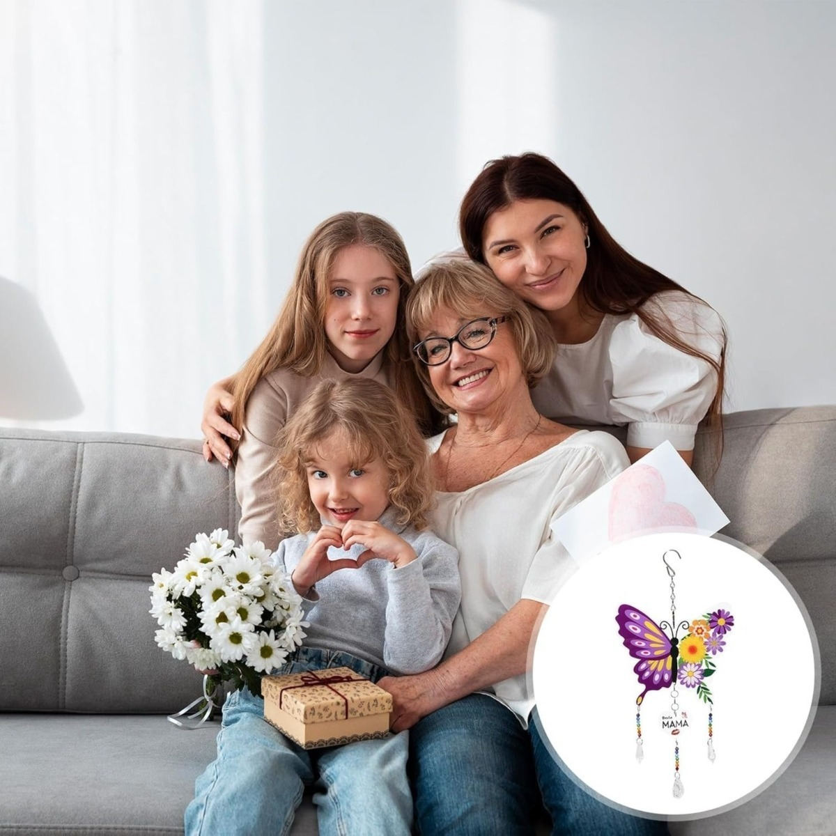 Mother's Day Gift – Set Of 2 Acrylic Ornaments With Butterfly & Sun – A Heartfelt Gift For Mom On Mother's Day – Decorative Window Decal Alternative – Tool Set