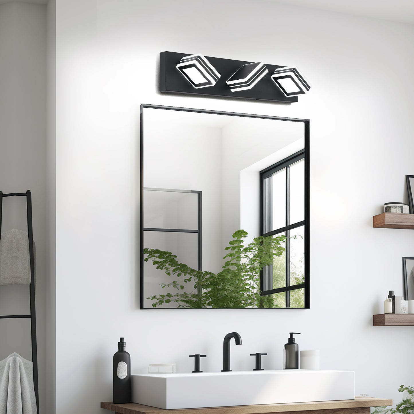 Matte Black Vanity Light Fixtures 3 Lights Up And Down LED Modern Bathroom Vanity Lights Over Mirror Acrylic Black Bath Wall Lighting No Bulbs