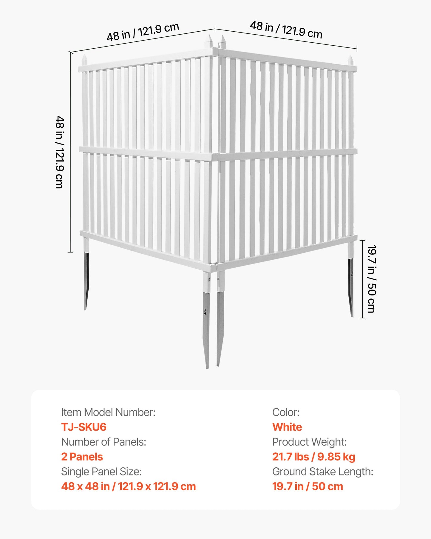 2 Panels Outdoor Privacy Screen, 48 X 48 In Air Conditioner Fence With 19.7 In Ground Stakes, Pool Equipment Enclosure, Strip Vinyl Privacy Fence, Ideal For Trash Can And A/C Units, White