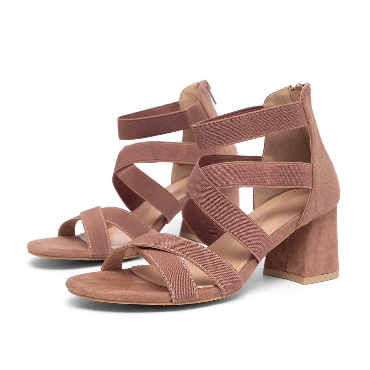 Side-Open Square-Heel Chunky-Heel Fashion Sandals