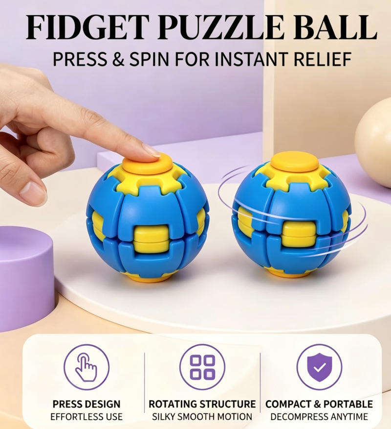 HelixCore Spiral Rotating Fidget Ball, 3D Printed Finger Spinning Stress Relief Fidget Spinner, Hand Grip Strength Training Squeeze Toy, Ideal Holiday Gift For Kids & Adults
