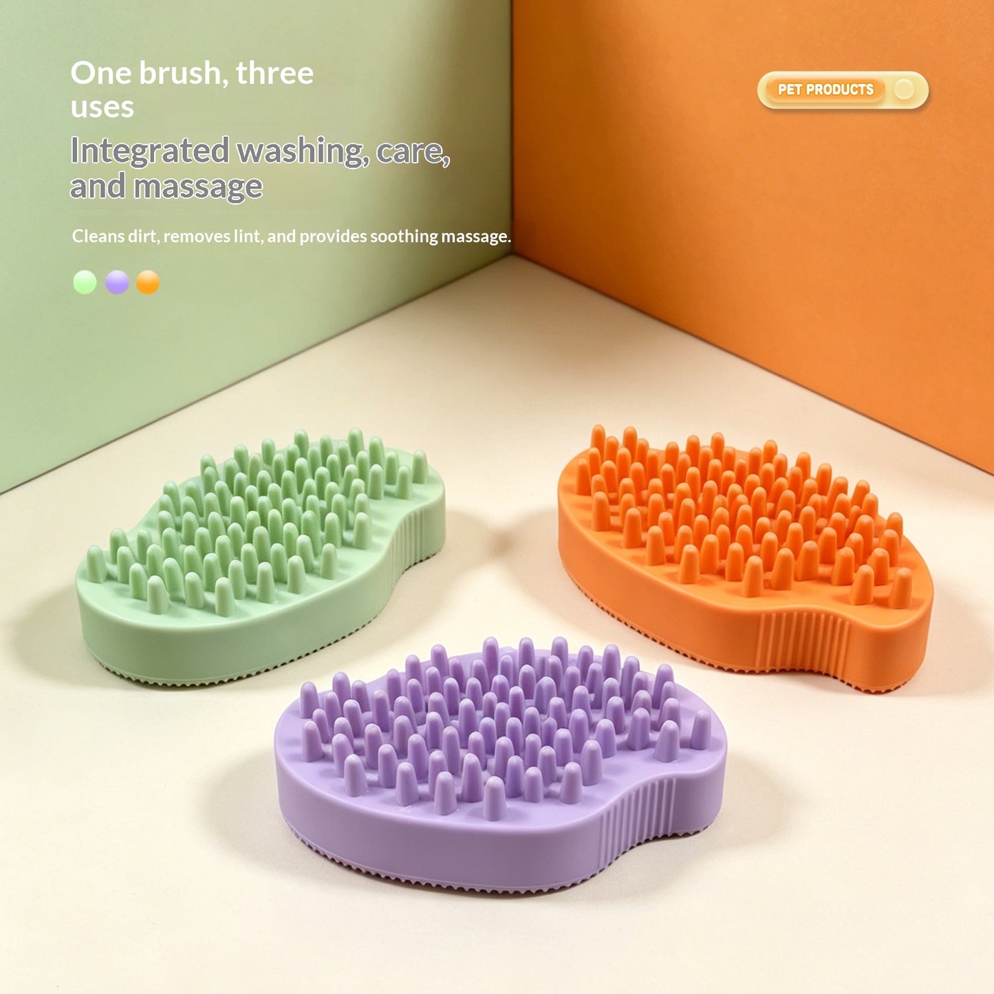 Pet Bath Brush Double-Sided Massage Brush Deshedding Brush