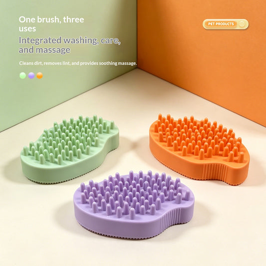 Pet Bath Brush Double-Sided Massage Brush Deshedding Brush
