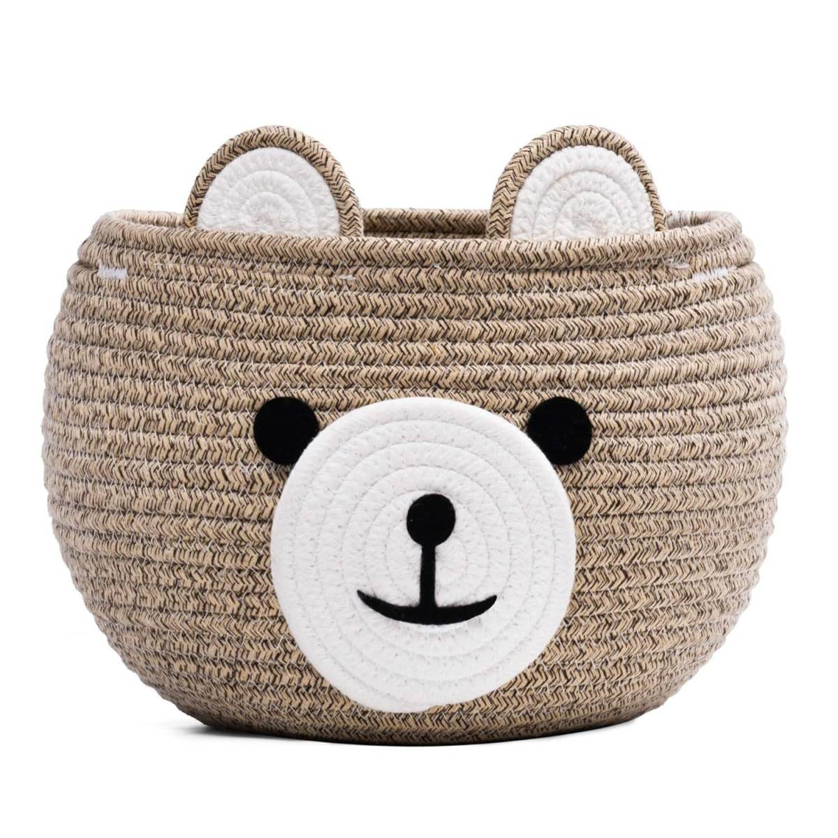 Cartoon Bear Knitted Storage Basket Cotton
