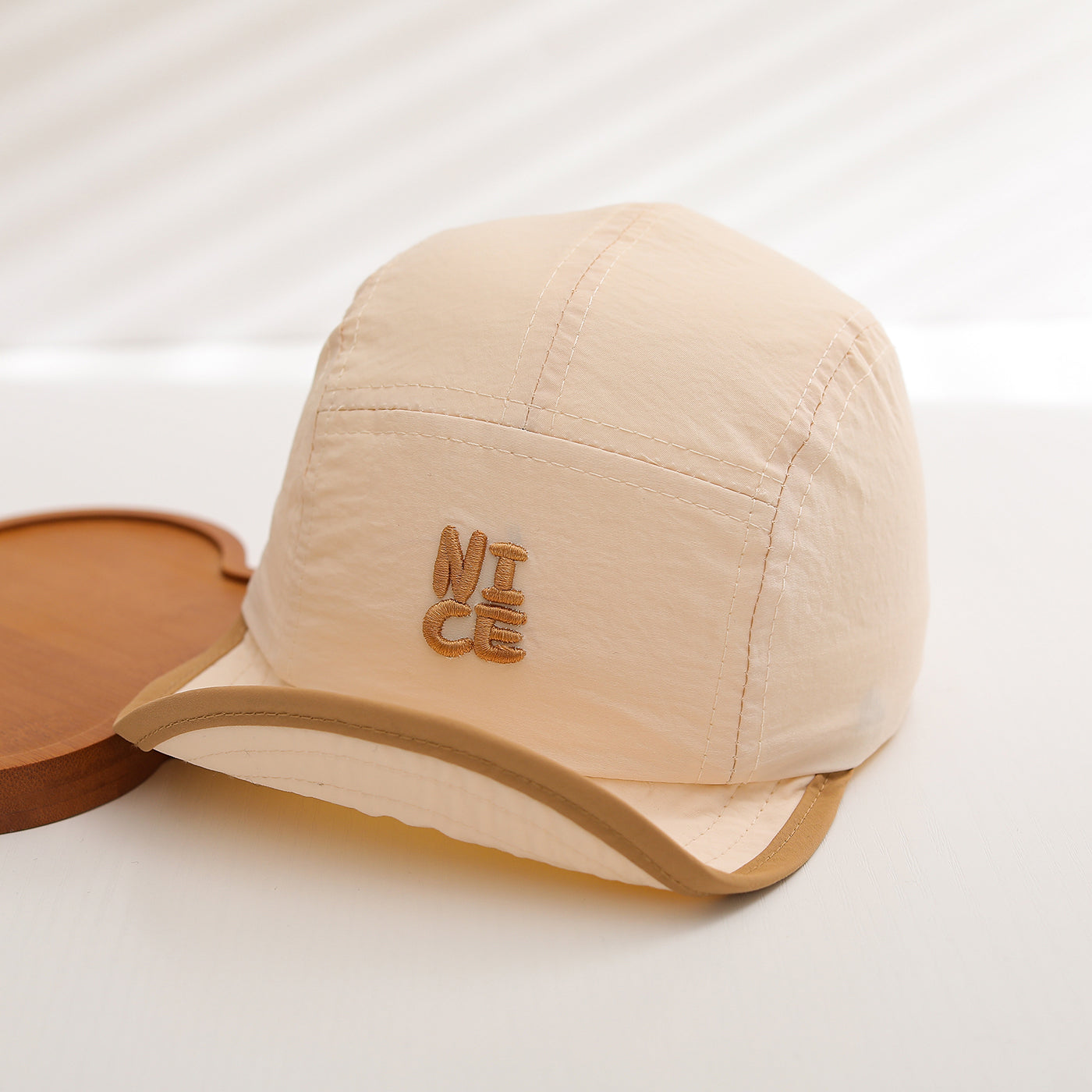 Light And Breathable, Quick-drying NICE Letter-stitched Five-panel Hat With Contrasting Edges And Casual Design For Children. Outdoor Breathable