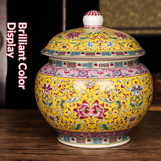 Jingdezhen Ceramic Antique-style Enamel-decorated Tea Caddy
