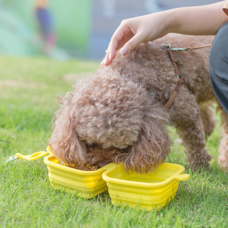 Foldable Bowl Dish For Dogs Cat Outdoor Collapsible Silicone Food Water Feeding