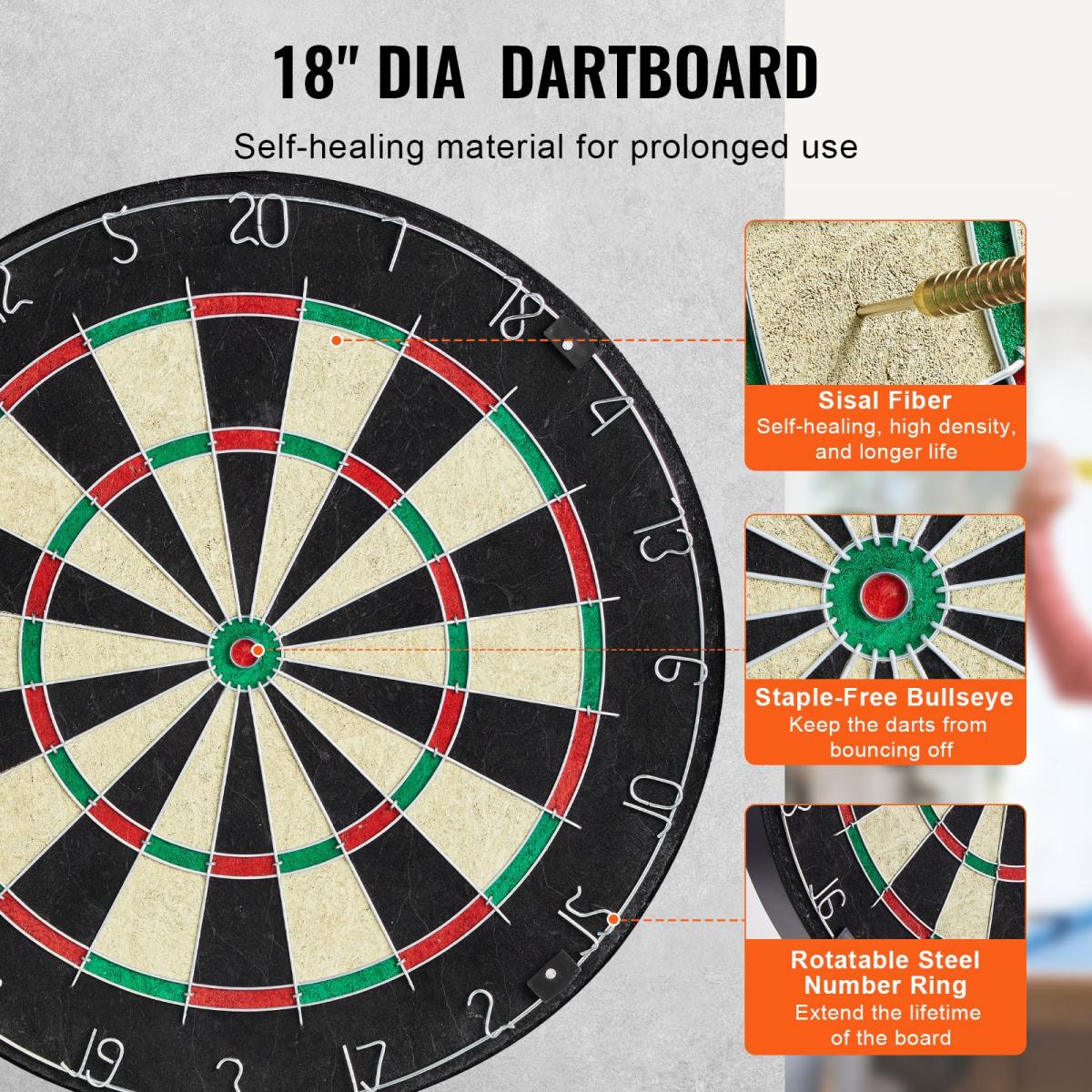Dartboard And Cabinet Set, Ready-to-Play Bundle Official Size Dartboard Cabinet, Steel Tip Dart Hideaway Cabinet, Features Easy Assembly, Complete With All Accessories, Perfect For Cricket Games