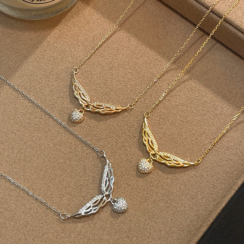 Silver Light-Luxury Angel Wings Necklace Under The Banyan Tree