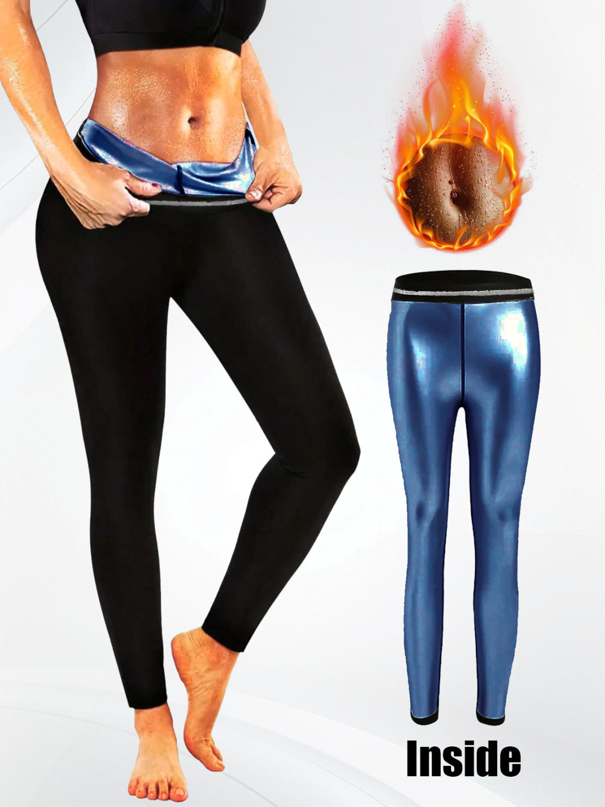 Plus Size Weight Loss Sauna Sweat Pants Slimming Compression Workout Thermo Waist Trainer For Women Leggings Body Shaper