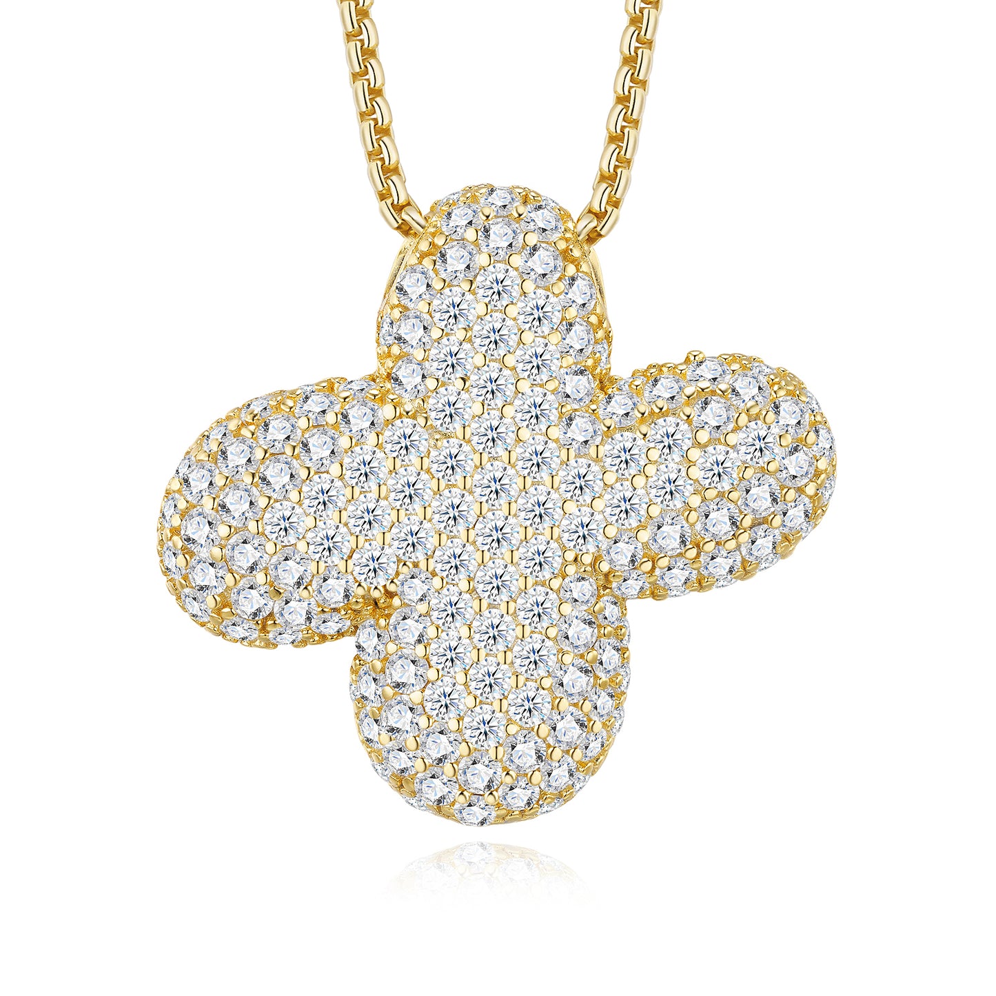 13.67g S925 Gold Plated Bubble Letter Initial Necklace For Women  D Color VVS1 Moissanite Pendant With GRA, Heavy Solid Jewelry Gift Box Set A-Z