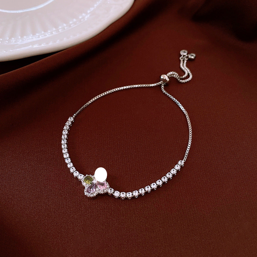 Western Style Zirconia Love Heart Bracelet Chic Dainty Bangle Premium Niche Trendy Fashion Hand Jewelry