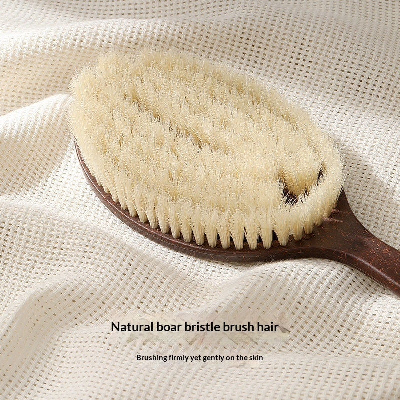 Coconut-fiber Bristle Bath Brush Palm-shaped Design Two-in-one Function