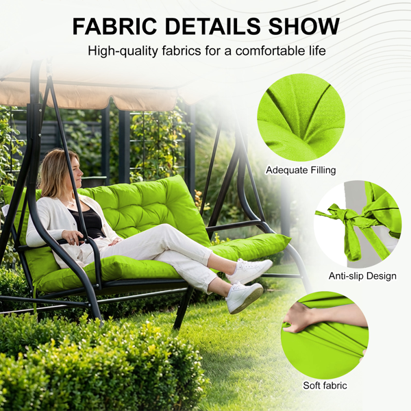 Outdoor Swing Cushions 60Inch,Waterproof 4in  Thick Porch Swing Cushion Replacement With Backrest And Ties,Comfortable 2-3 Seat Pation Swing Pad For Backyard,Garden,Lawn,Outdoor Furniture Grass Green