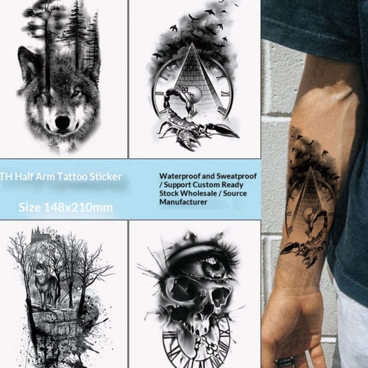 Half-sleeve Tattoo Stickersfox Wolf Head Floral Designs And Morerealistic Body Art