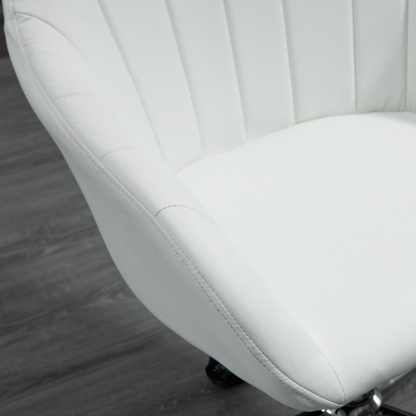 Mid Back Home Office Chair Computer Desk Chair with PU Leather, Adjustable Height, Swivel Wheels for Study, Bedroom, White